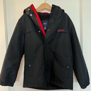 Black Gap hooded fleece-lined rain coat size kids S.